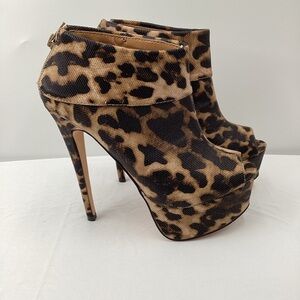 Ara Leopard Print High Heel Ankle Boots